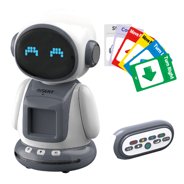 Ai Desktop Robot Educational Toy Rechargeable Light Music Programable Intelligence Children Flash Card Robot