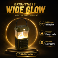 Haut-parleur portable 2-en-1 pour camping en extérieur, étanche, avec lumières LED, batterie 3600 mAh, design en plastique, idéal pour les voyages