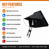 Tente de toit rigide en aluminium Triangle T RTT, tissu Oxford 420D, ouverture rapide, pour Overlanding SUV