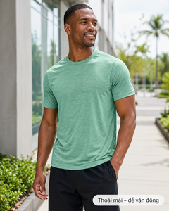 Camiseta Deportiva Personalizada OEM para Hombre, Texturizada, Color Gris Jaspeado, Cuello Redondo, Gestión de la Humedad, Manga Corta, Informal, para Entrenamiento - Product Image 5