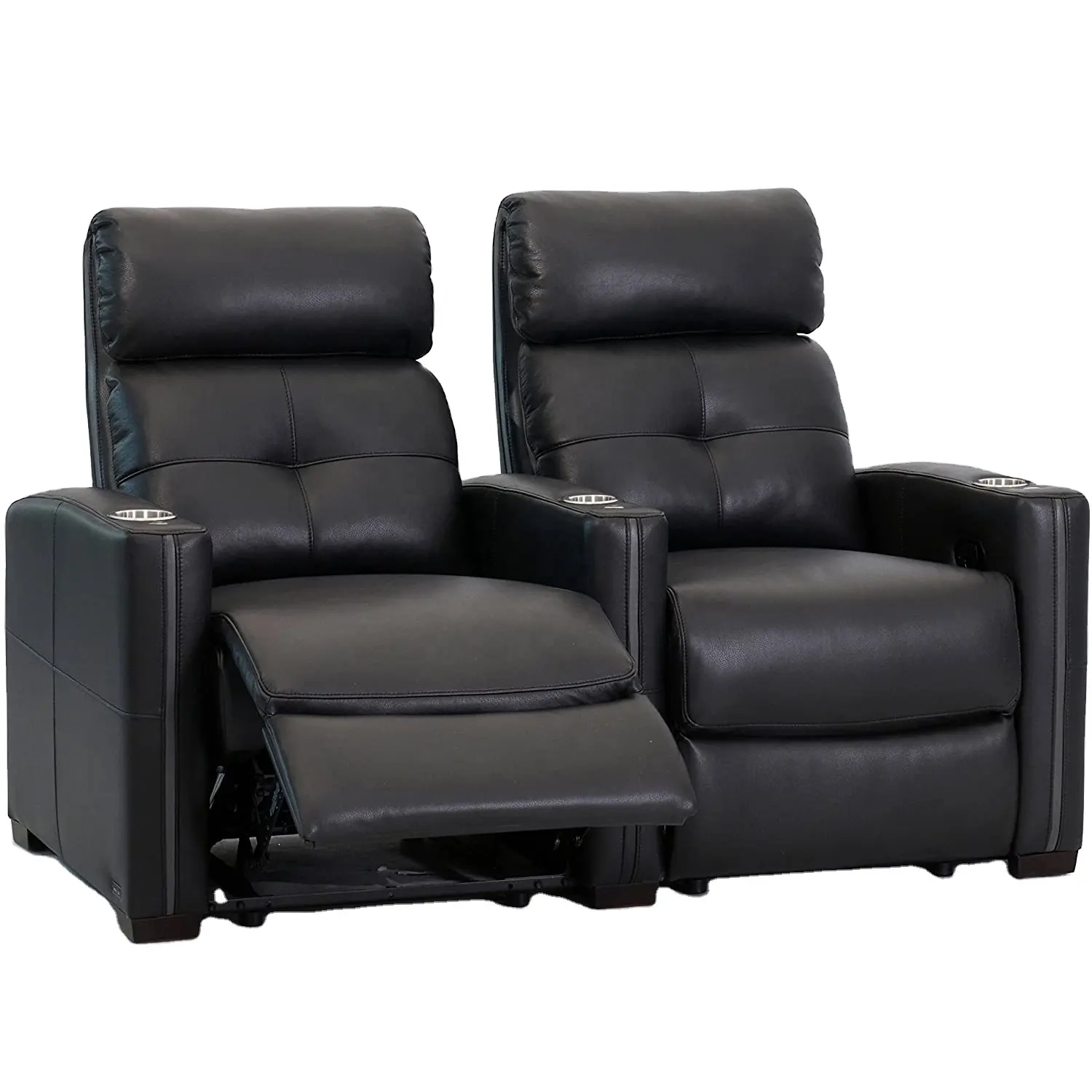 Geeksofa Luxury Style Electric Motion Recliner LoveSeat Faux Leather Home Theater Sofa Sets Black With Massage LED Lights