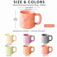 Mug à café en céramique FENN 350 ml, couleur macaron, glaçure ondulée, avec poignée, logo personnalisé OEM ODM pour cadeau, maison, bureau, café