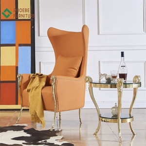 Elegant Pure White Golden Frame Wedding Bridal High <strong>Back</strong> Crown <strong>Wing</strong> <strong>Arm</strong> Sofa <strong>Chairs</strong> - Product Image 3