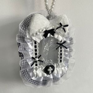 Funda Protectora de Peluche con Encaje para Tarjetas Fotográficas, Protector de Borde Decorativo, Llavero, Cubierta para Guardar Tarjetas - Product Image 4