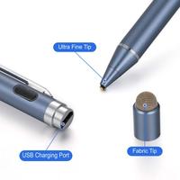 Stylet numérique capacitif en aluminium à détection active 2-en-1 avec pointe passive 2-en-1 pour tablettes et téléphones à écran tactile