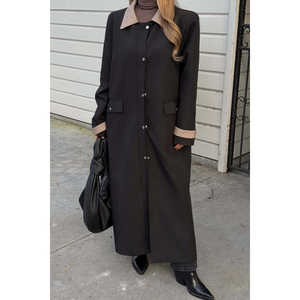 Gabardina Negra Aldabella de Cuero Genuino con Capucha, Forro de Seda, Botones, Estilo Vintage, Impermeable, Personalizada para Primavera y Otoño - Product Image 5