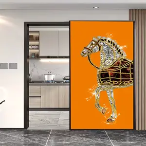 דלת נסתרת דלת הזזה עץ מלא או אלומיניום ארון נירוסטה דלתות עבור סלון מוגמר משטח - Product Image 3