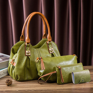 Women 4 Pieces Handbag Set Vintage PU Leather Tote Crossbody Purse Clutch Card Holder Combo <b>Bag</b> - Product Image 2