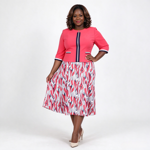 Costume deux pièces sur mesure pour femmes grandes tailles, veste à manches 3/4 et robe fourreau longue jusqu'aux genoux, tenue de travail formelle - Product Image 5