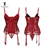 Taille S à XXXXXXL os élastiques à lacets Corset haut Corsage Corselet femmes à armatures Bustier 32F taille corps Shapers