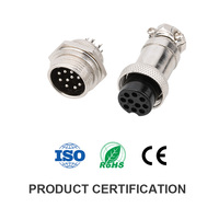 Connecteur aviation GX16 Prise réversible (2-10 broches)-Contacts en cuivre plaqué or Fiche industrielle avec support de câble