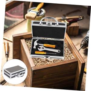 Small Metal Hard Case with Foam Aluminum Hard Case Aluminum Case <strong>Briefcase</strong> - Product Image 2