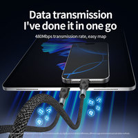 Cable Magnético Inalámbrico Tipo C 2 en 3 de 100W, Cable de Carga Rápida de 100W, Cable Multi-interfaz para iPhone y Reloj