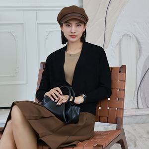 Cardigan populaire pour femmes en lyocell et nylon, tricot uni, col en V, pour femme de bureau, boutons, stock, printemps, automne, hiver, <span class=keywords><strong>JLE</strong></span> JUNO - Product Image 3