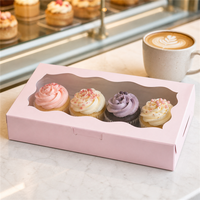 Boîte d'emballage en carton blanc et rose pour boulangerie, 180x110x140mm, en stock, pour gâteaux, pâtisseries et desserts