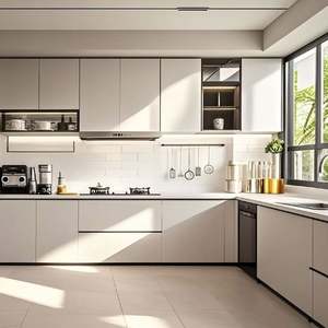 Armoires de cuisine modulaires personnalisables Options en contreplaqué marbré Finition laquée moderne Conception gratuite pour les applications d'évier et de crédence - Product Image 2