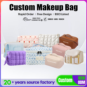 Custom Luxury Quilted Golden <b>Makeup</b> Pouch <b>Diamond</b> Accents Zipper Travel <b>Organizer</b> Toilet Bags for Women Pros Bulk Order - Product Image 6