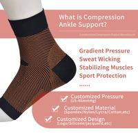 Chaussettes de compression de tennis nouvelle génération antibactériennes sans orteils avec soutien de la voûte plantaire, évacuation de la transpiration et stabilisateur musculaire pour la cheville