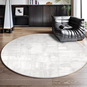 Alfombra redonda de lujo ligero, diseño moderno a rayas, tapete acolchado para sala de estar, dormitorio, vestidor - Product Image 4