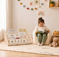 Étagère à livres en bois pour tout-petits, bibliothèque pour enfants à 4 niveaux orientée vers l'avant, organisateur de rangement de livres Montessori pour la crèche, la salle de jeux, la chambre à coucher