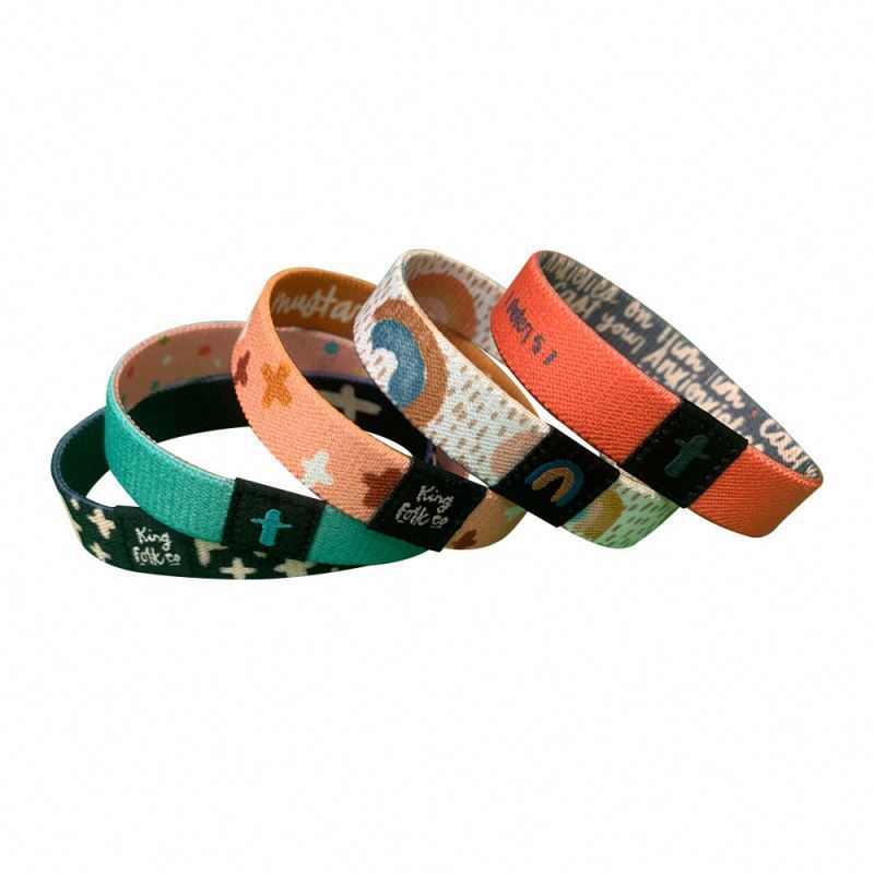 ブレスレット LABEL K BRAIDED FABRIC BRACELET Factory Custom Polyester Elastic Wristbands Bracelet With