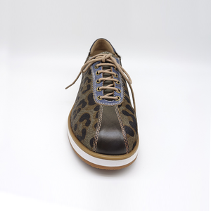Haute qualité mode femme imprimé léopard en plein air dames en cuir chaussures plates rétro à lacets luxe <span class=keywords><strong>crin</strong></span> femmes chaussures décontractées - Product Image 4