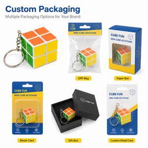 Wholesale 3cm Plastic 3x3 Puzzle Cube Keychain <b>Mini</b> Magic Cube <b>Keyring</b> with Metal Chain Smooth Turning Bulk for Retail Store - Product Image 5