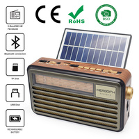 Radio portable rétro OEM 3 bandes FM AM SW rechargeable solaire avec Bluetooth, lampe de lecture LED, lecteur de carte USB TF pour camping et situations d'urgence