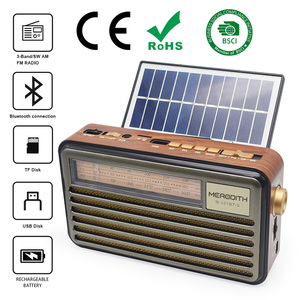 <span class=keywords><strong>Radio</strong></span> portable solaire rechargeable 3 bandes FM/AM/SW avec Bluetooth, lampe de lecture LED, lecteur USB/SD pour les situations d'urgence et le camping en extérieur - Product Image 1
