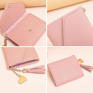 Portefeuille et étui en cuir PU, porte-cartes gravés sur mesure avec pompons, mini-sacs à main portables pour femmes - Product Image 3
