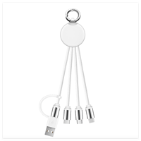 Câble de charge 3 en 1 blanc, le moins cher, personnalisable, avec logo lumineux LED, cadeau d'entreprise, double entrée, type C, USB A