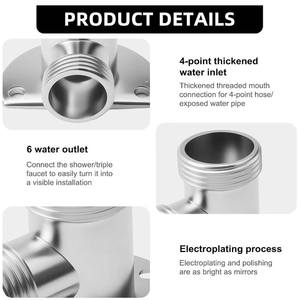 Válvula de barra de ducha Conexión de ducha Codo Grifo Tubo expuesto Montaje en pared Placa trasera Codos Barra Conector Válvula mezcladora termostática - Product Image 3