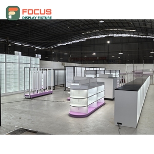 Luxury Wig Display Cabinet <b>Lighted</b> Glass Door Multi Drawer Shelf Hair Store Display Cabinet Center Unit - Product Image 2