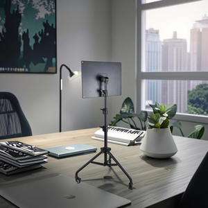 Soporte para Proyector <span class=keywords><strong>Hisense</strong></span> C1, Trípode Metálico Ajustable, Altura Ajustable de 1.3 m, Soporte para Laptop y TV con Bandeja Grande - Product Image 1