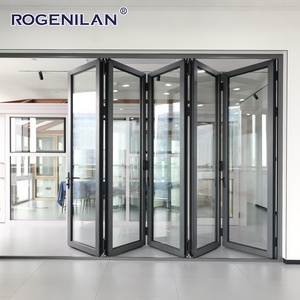 Portes pliantes accordéon en aluminium à double vitrage, fournisseur chinois Rogenilan, portes pliantes extérieures à vitrage Low-E - Product Image 5