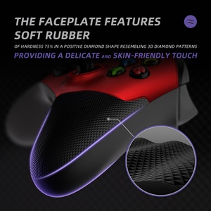 Coque de manette Xbox Series X S avec anse en caoutchouc rouge et noir, coque redessinée, faceplate personnalisée avec anneaux décoratifs, version ASR - Product Image 5
