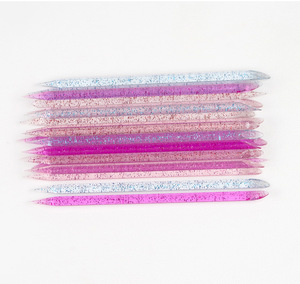 50pcs Nail Art Double Sided Cuticle Pusher Multi Functional Crystal Stick Pink Plastic For Manicure Pedicure