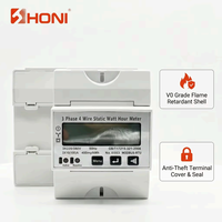 HONI HQ-WIFI-METER-4P WiFi Smart Three Phase Rail Energy Meter 100A AC 110V/220V 50/60Hz LCD Digital KWh Meter Pengukur Energi Berlebih