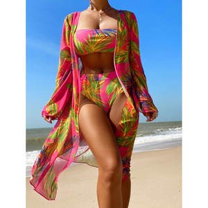 Vestido de playa estilo europeo y americano 2023, conjunto de bikini de tres piezas - Product Image 1