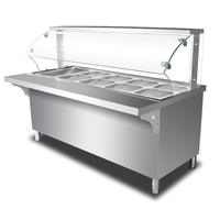 Table de restauration rapide isotherme personnalisable en acier inoxydable avec chauffage électrique et couvercle en verre, chauffe-soupe et vitrine chauffante