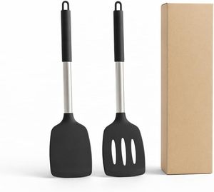 Paquete de 2 Espátulas de Cocina de Silicona Sólida Antiadherentes con Ranuras, Resistentes al Calor, Libres de BPA, Utensilios de Cocina - Product Image 5