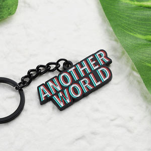 Персонализированные художественные шрифты в стиле Tiktok, металлические буквы, брелки с 3D черным покрытием, Пользовательский логотип, брелок оптом - Product Image 2