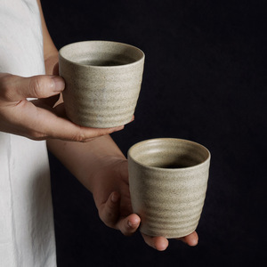 Hot Selling No Handle Pottery Coffee Mug Natural Clay Color Tea <b>Cup</b> Ceramic Latte <b>Espresso</b> <b>Cup</b> - Product Image 1