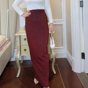 Gonna lunga lunga aderente a vita alta per donne musulmane vendita calda tacchino autunno sottile Shimmer gonna elastica per adulti - Product Image 3