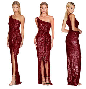 فستان سهرة طويل للنساء مزين بالترتر والأحجار الكريمة، أنيق وفاخر لحفلات الكوكتيل والعشاء - Product Image 3