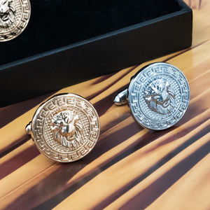 卸売 スーツブレザー メタル メンズ ウルフカフスセット ジェムストーン ボタンカバー ライオンヘッドスタッズ カスタム ゴールド ライオン カフリンクス メンズ用 - Product Image 3