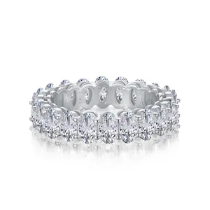 Dylam Sterling Silver Cz Rings Silver rings Real 925 Sterling Silver Iced Out Baguette Cubic Zirconia Rings For Women