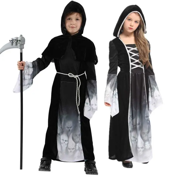 Disfraces de esqueleto de calavera para fiesta de Halloween, disfraz de monstruo aterrador para niños y niñas, disfraz de demonio, diablo, fantasma, parca