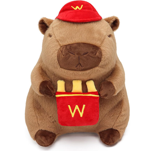 <span class=keywords><strong>Peluche</strong></span> Capibara Marrone Grande con Cappello a Patatine Fritte, Super Carino, Animale di <span class=keywords><strong>Peluche</strong></span> per Bambini e Ragazzi, Giocattolo Gigante a Forma di Capibara - Product Image 1