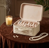 Boîte à bijoux de luxe en cuir PU double couche, grande capacité, avec miroir, portable, pour ranger bagues et boucles d'oreilles